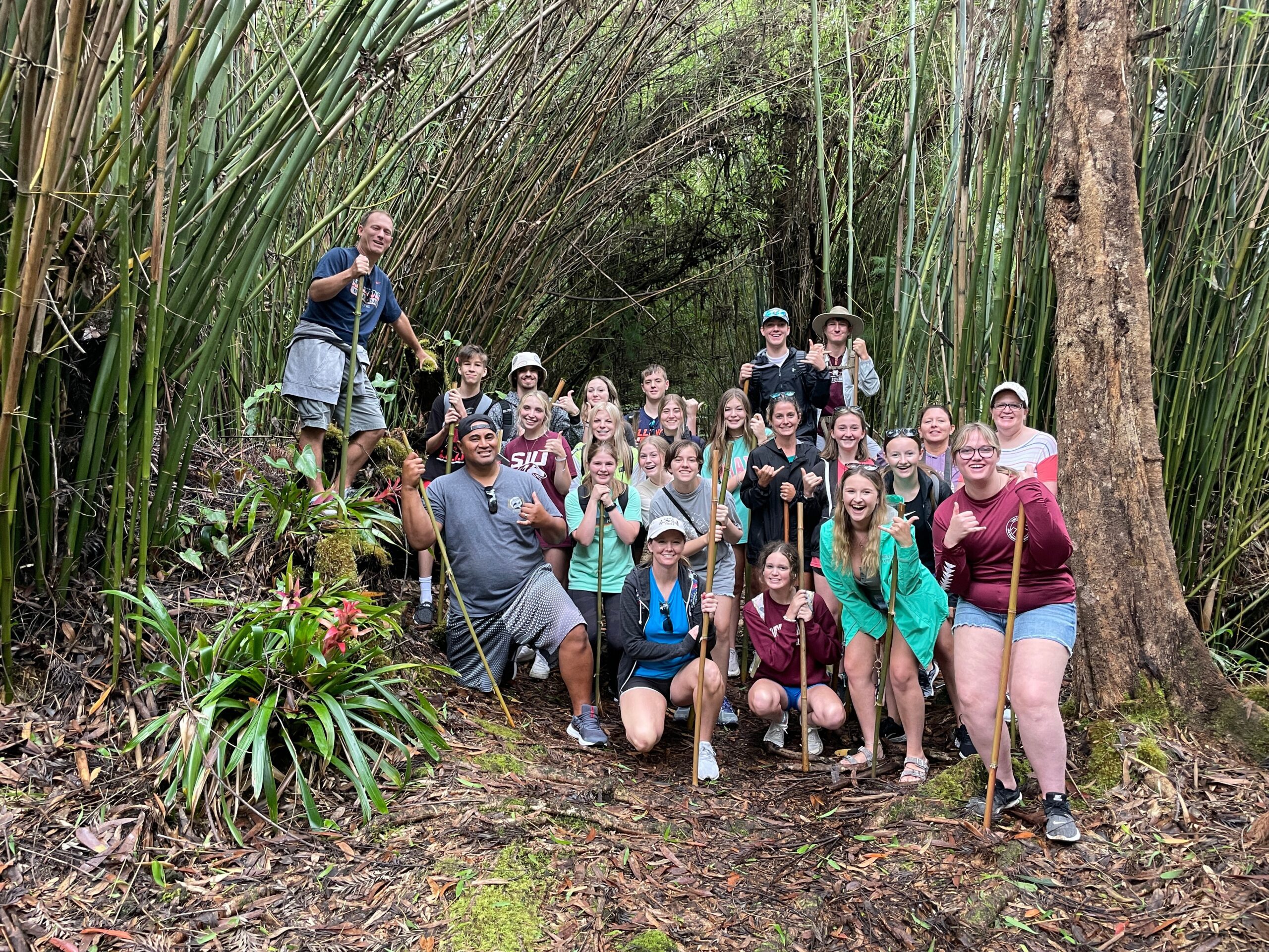 Botanical tour group photo at the Kona Cloud Forest Sanctuary